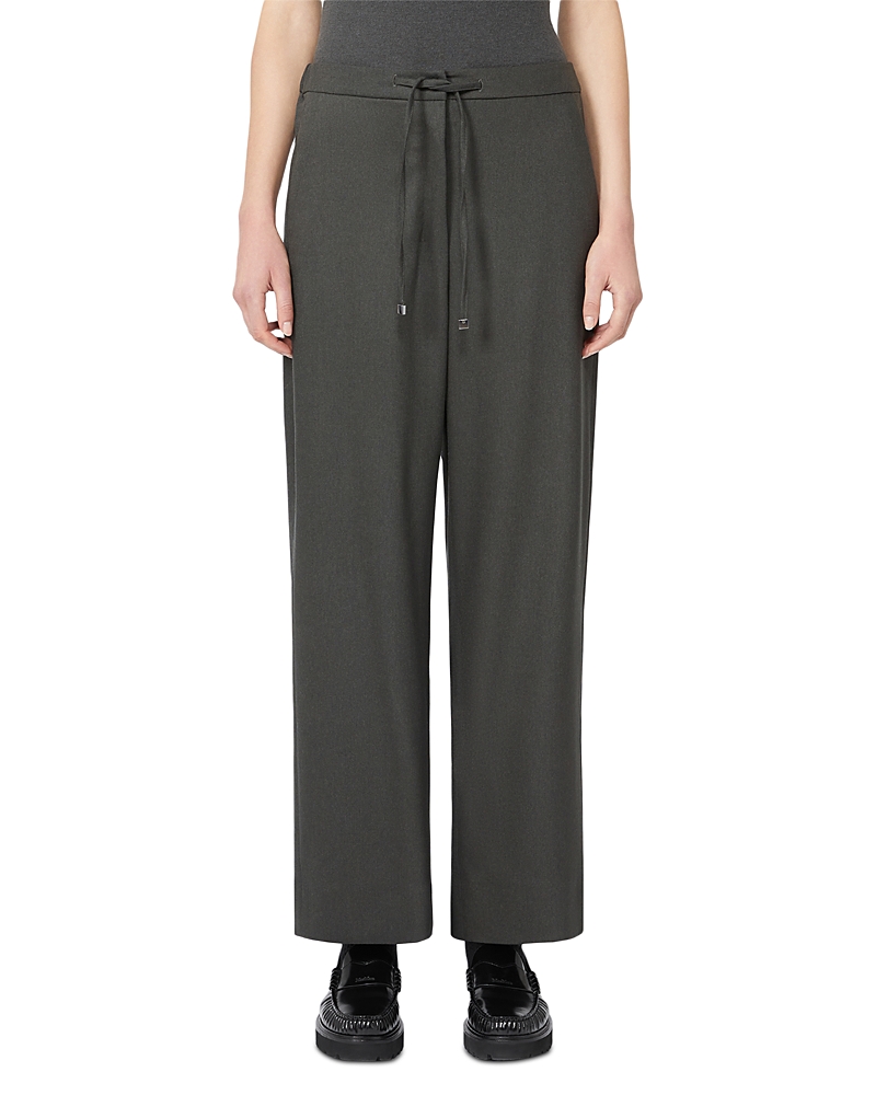 Max Mara Floria Wool Stretch Flannel Pants In Green