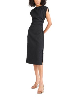 Textured Cap Sleeve Midi Dress