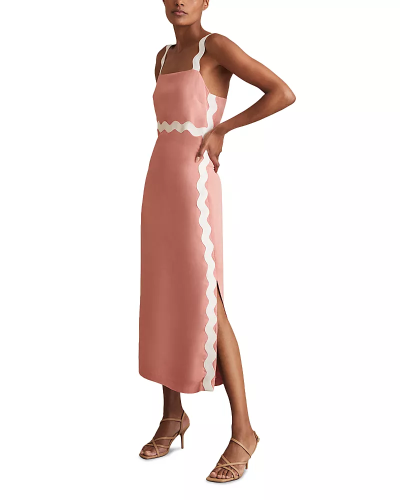 Reiss Asher Wave Craft Midi Dress