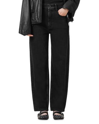 Sadie High Rise Ankle Barrel Jeans in Washed Black