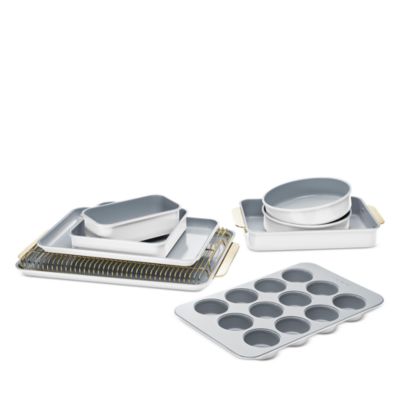 11 Piece Ceramic Non-Stick Mega Bakeware Set with Gold Handles