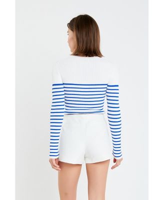  Women's Stripe Long Sleeve Knit Top