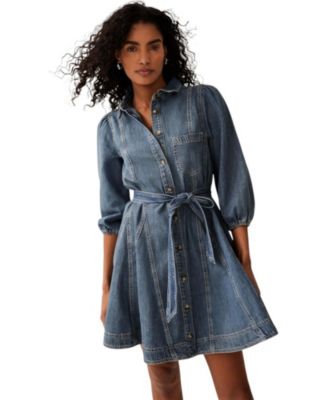  Women's Denim Mini Shirt Dress