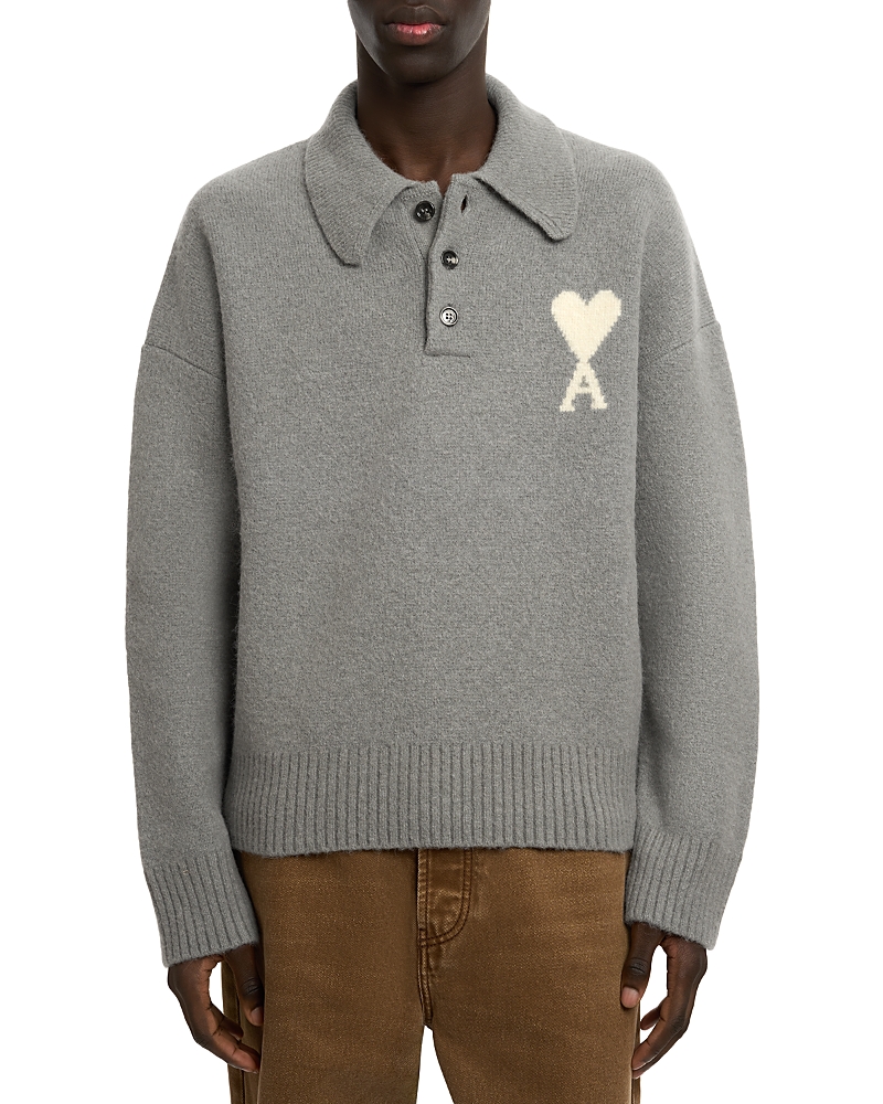 Ami Alexandre Mattiussi Adc Polo Sweater In Gray