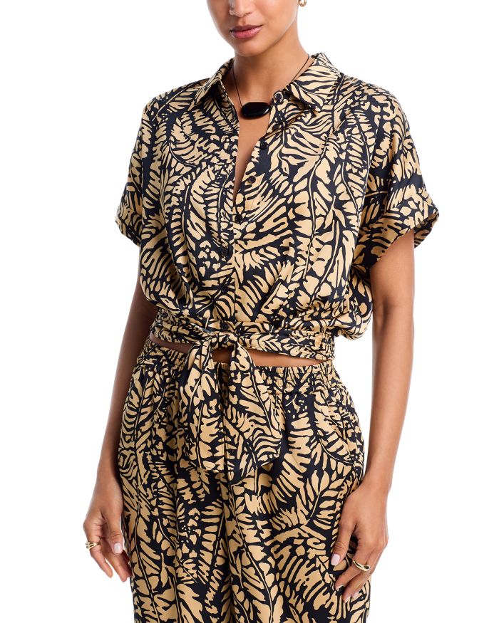 Tie Front Satin Shirt