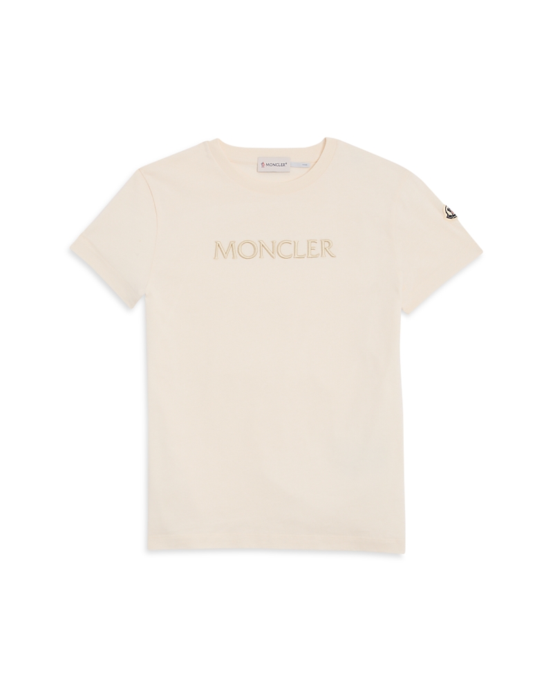 Moncler Girls' Embroidered Logo Cotton Tee - Big Kid In Neutral