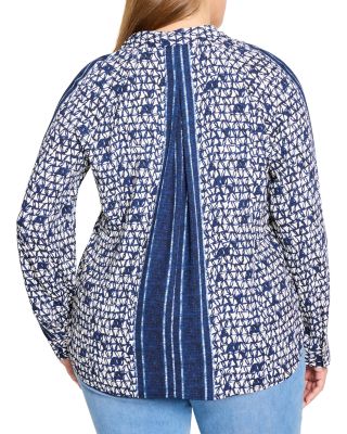 Plus Etched Angles Roll Tab Sleeve Shirt