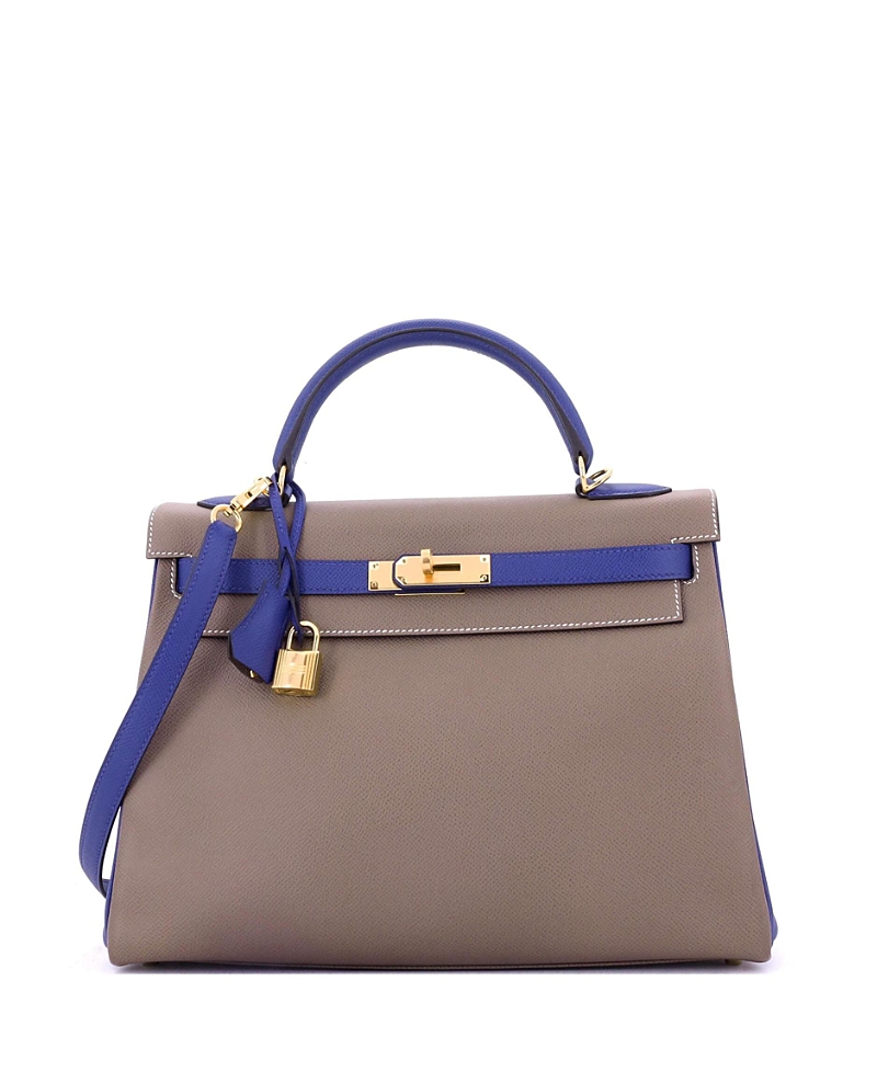 Pre-owned Pre-owned Hermes Hermes Kelly 32 Handbag Bicolor Epsom With Gold Hardware