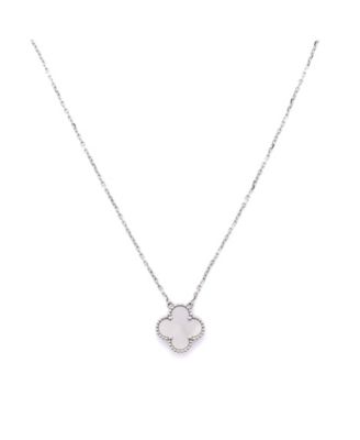  Vintage Alhambra Pendant Necklace 18K White Gold and Mother of Pearl