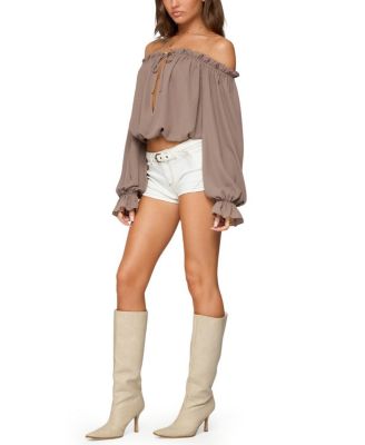  Juna Off Shoulder Ruffle Chiffon Top
