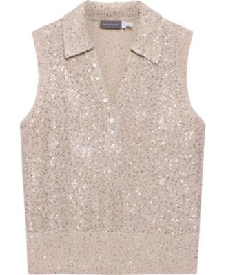  Women's Sequin Polo Top