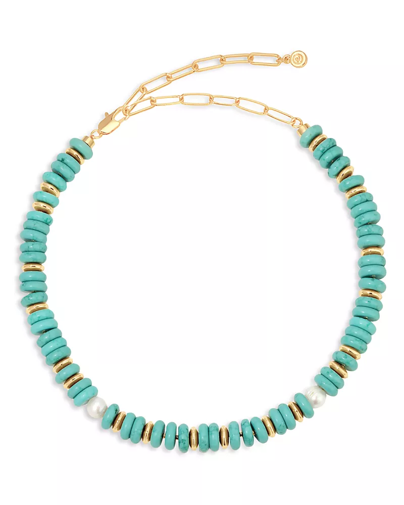 Ettika Saint Tropez Stone Breaded Collar Necklace, 15