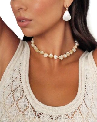 Sun Kissed Mother Of Pearl Hoop Earrings