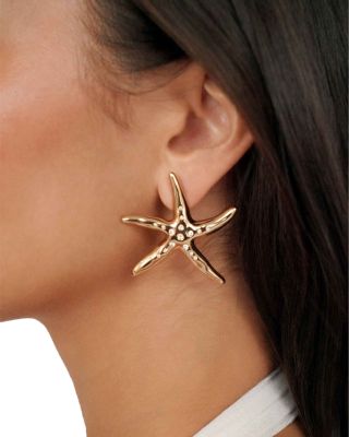 Pav&eacute; Starfish Luxe Statement Stud Earrings 