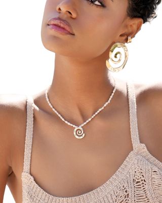 Aura Swirl Cultured Freshwater Pearl Choker Necklace, 16"-19"