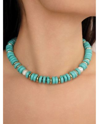 Saint Tropez Stone Breaded Collar Necklace, 15"-20" 