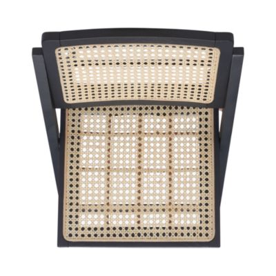 Desiree Cane Folding Dining Chairs, Set of 2, Black/Natural