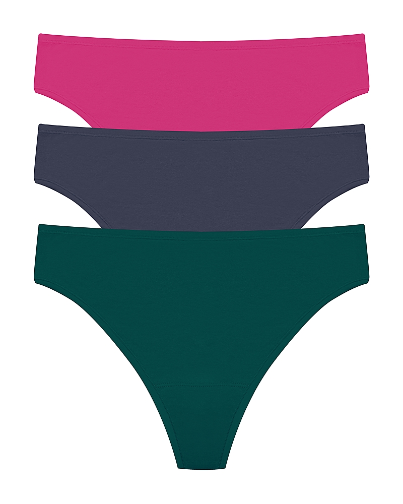 Natori Bliss Bare Cotton Thong 3-pack In Multi