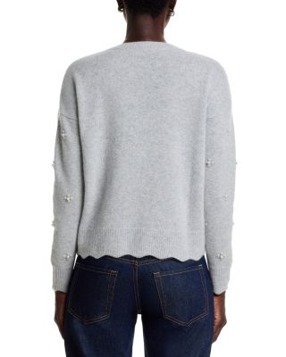 100% Cashmere Floral Pearl Embellished Sweater - Exclusive