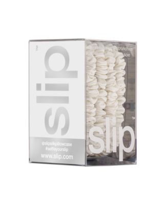 Pure Silk Back to Basics Skinny Scrunchies in White, Set of 4