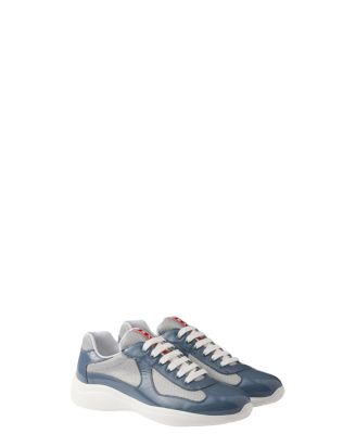 Men's Patent Leather and Technical Fabric America's Cup Sneakers in Light Blue
