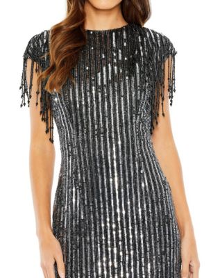 Embellished Fringe Gown