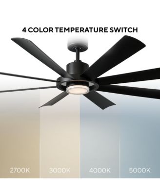 Fans Aura 60in Selectable 2700-3000-4000-5000K LED Indoor or Outdoor Smart Home Ceiling Fan