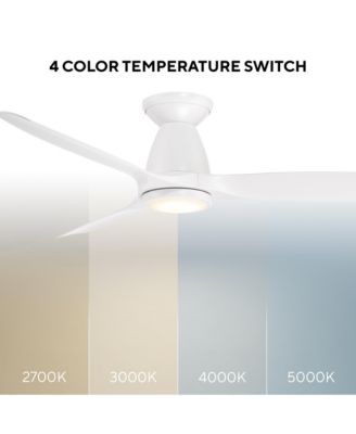  Fans Skylark 54in Selectable 2700-3000-4000-5000K LED Indoor or Outdoor Flushmount Smart Home Ceiling Fan