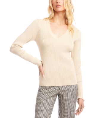 V Neck Ribbed Sweater