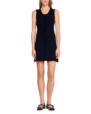 Round Neck Rib Knit Mini Dress