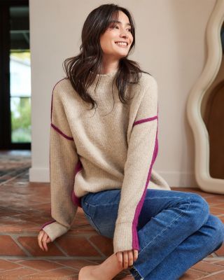 Colorblocked Mock Neck Sweater