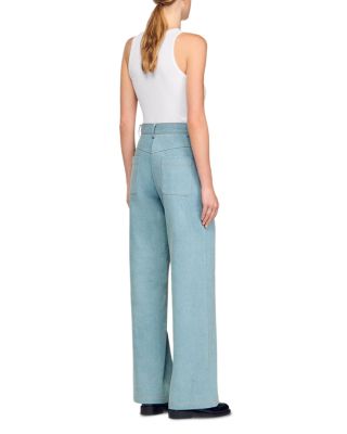Faded High Rise Wide Leg Jeans in Blue Jean