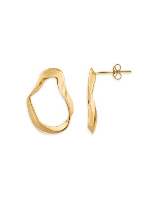 18K Gold-Plated Sterling Silver Wavy Openwork Stud Earrings - Exclusive