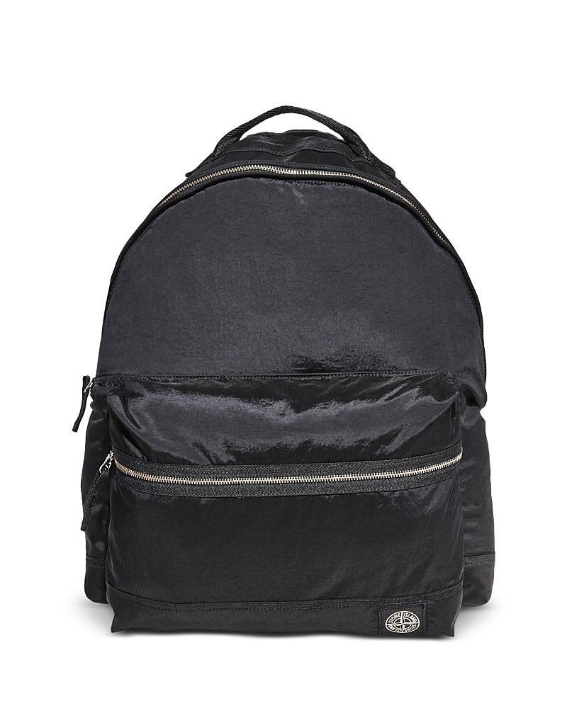 Stone Island Coated Nylon Backpack In Black