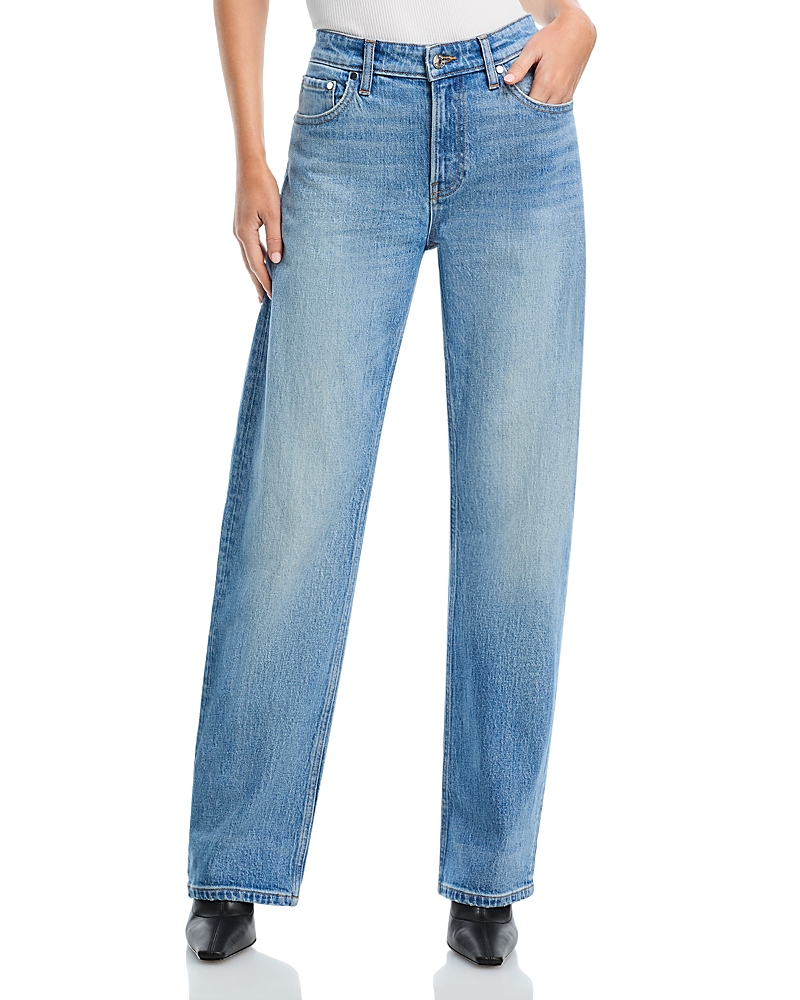 Eb Denim Alida High Rise Bowed Leg Jeans In Cleo In Blue