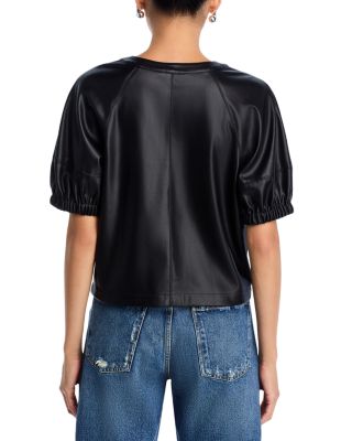 Roxanne Faux Leather Split Neck Top