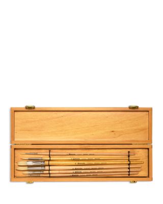 Wooden Box Set of 6 Rounds/Flats Paintbrush