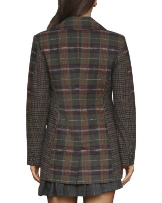 Pattern Block Plaid Blazer