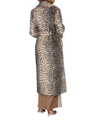 Cheetah Print Belted Faux Fur Maxi Coat