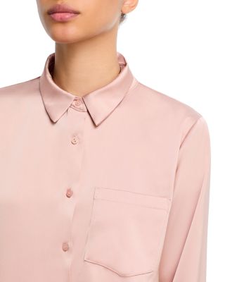 Satin Button Front Blouse - Exclusive