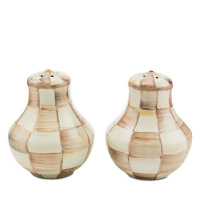 Mocha Check Salt and Pepper Shakers