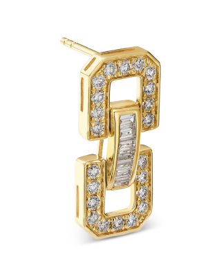 Diamond Link Drop Earrings in 14K Yellow Gold, 0.7 tcw