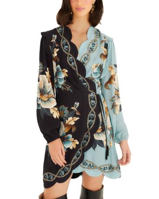 farm rio blue snake garden dress FARM Rio Snake Garden Wrap Dress