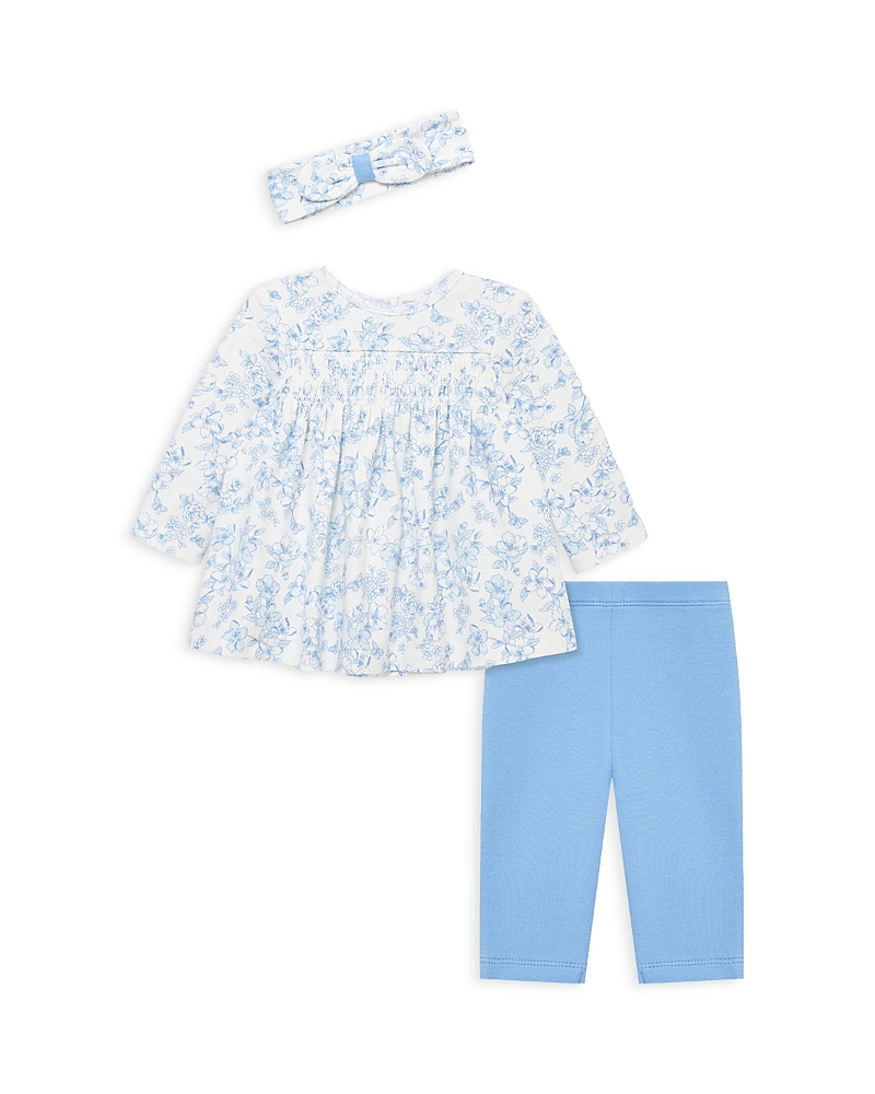 Little Me Girls' Three Piece Smocked Tunic Set - Baby In Blue