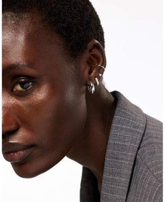 Brass Giulia Medium Silver Hoop Earrings