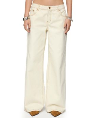 Edikted - Contrast Stitch Low Rise Wide Leg Colored Wash Jeans