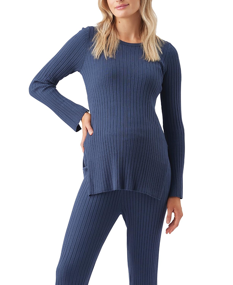 Ripe Maternity Stella Rib Nursing Knit Sweater In Blue