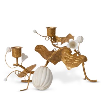 Forest Walk Pumpkin &amp; Vine Double Candlestick Holder