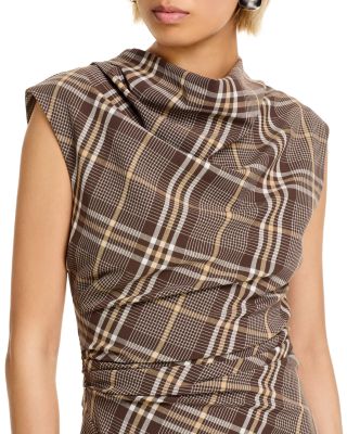 Burke Cowl Neck Plaid Dress