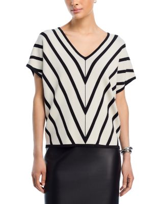 T Tahari - Striped Extended Sleeve Sweater